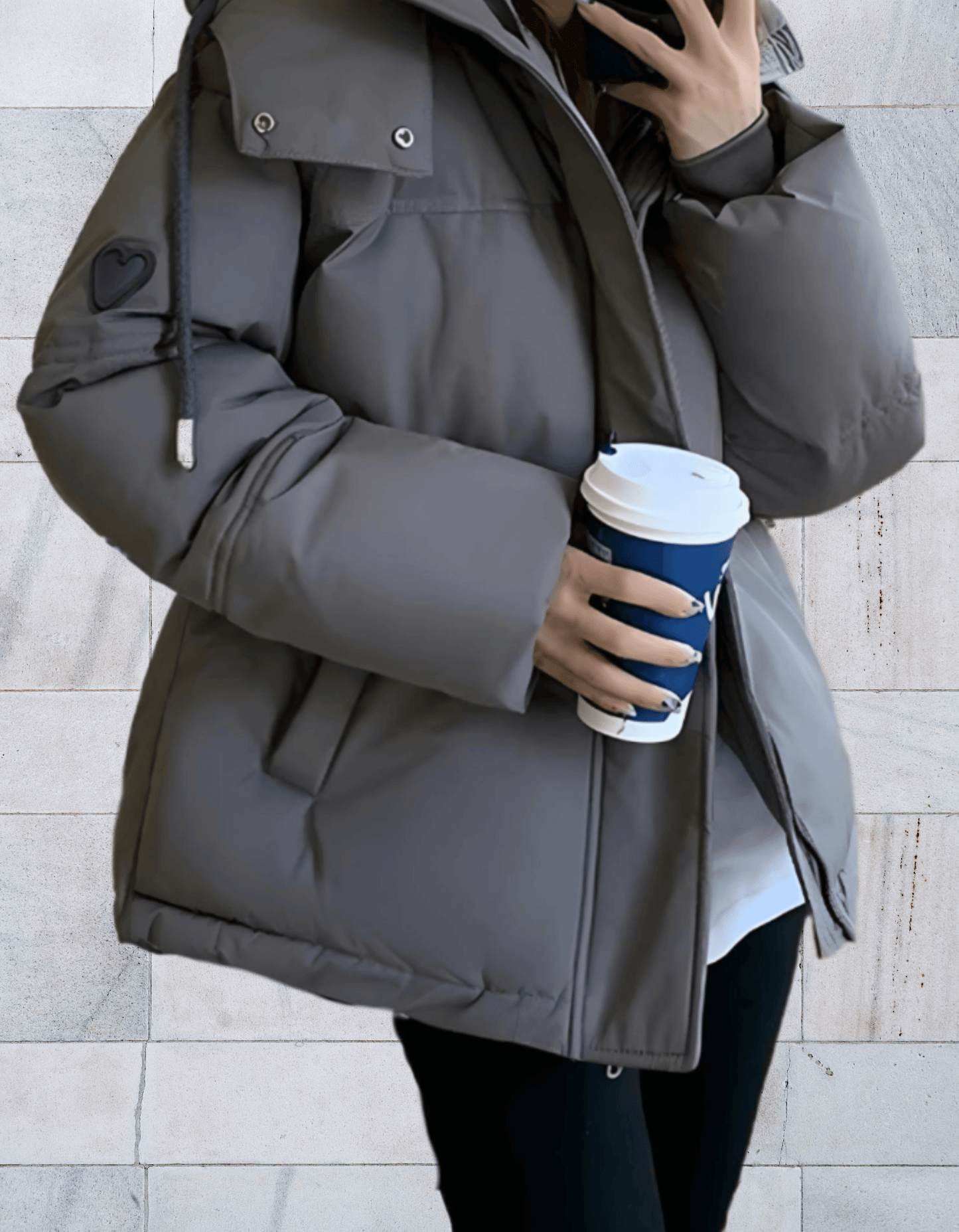 Seraphina – flauschige winterjacke mit reißverschluss und seitentaschen.