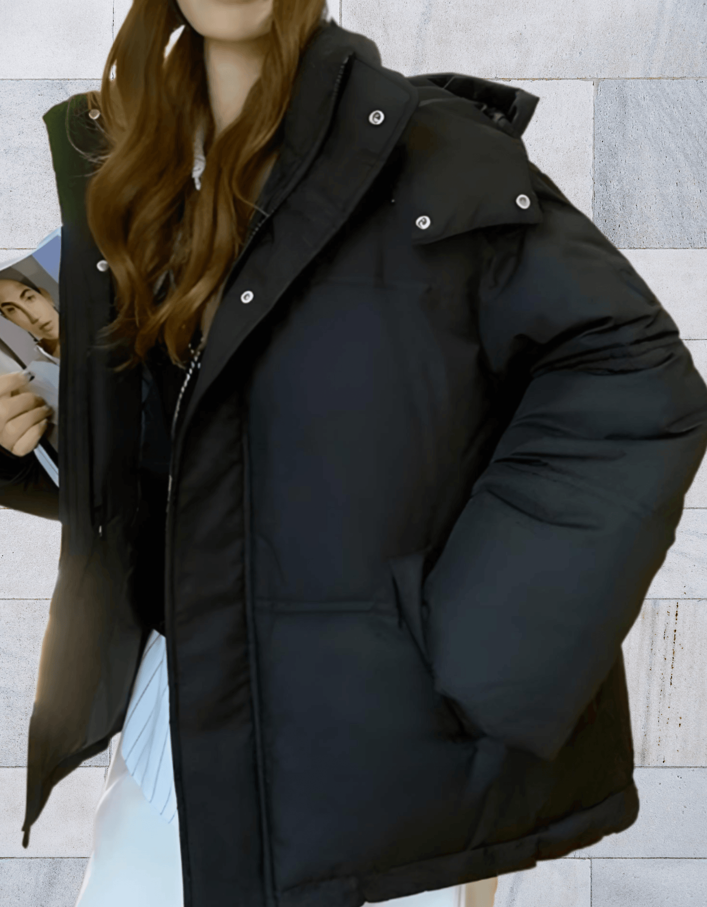 Seraphina – flauschige winterjacke mit reißverschluss und seitentaschen.