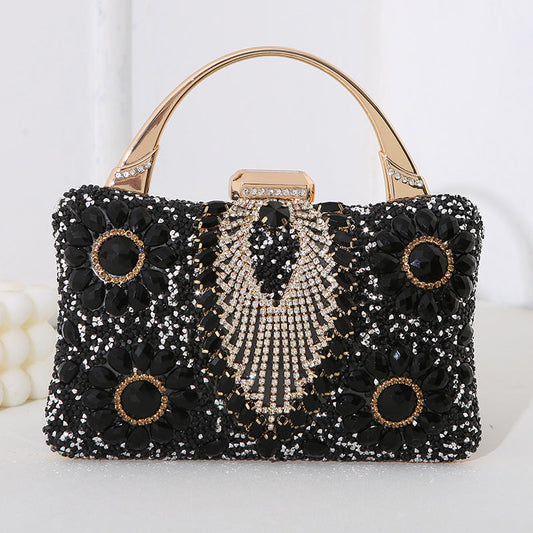 Bellachicha metallische handgefertigte Diamant-inlay-Abendtasche