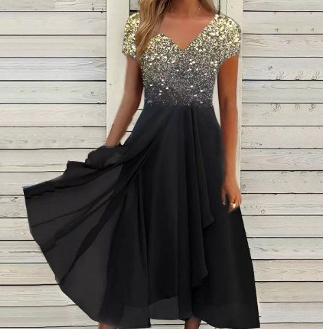 Victoria – schwarz-weißes midikleid mit blumendruck