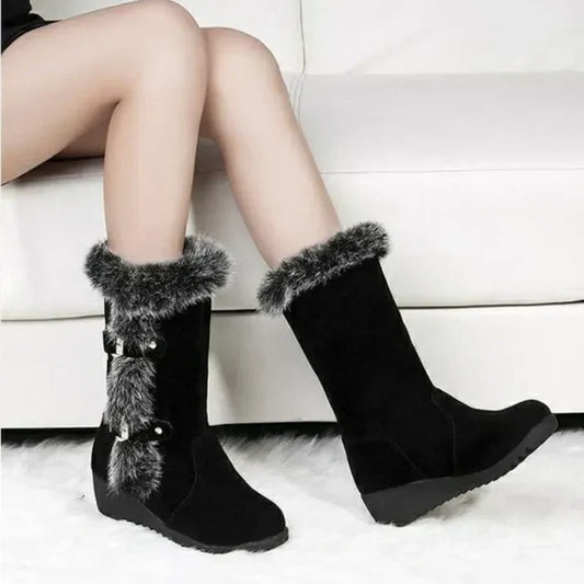 Mittellange winterschuhe für damen mit warmem fellfutter