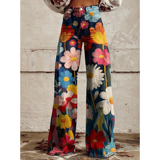 JULIA | FLOWER POWER WEITE HOSEN