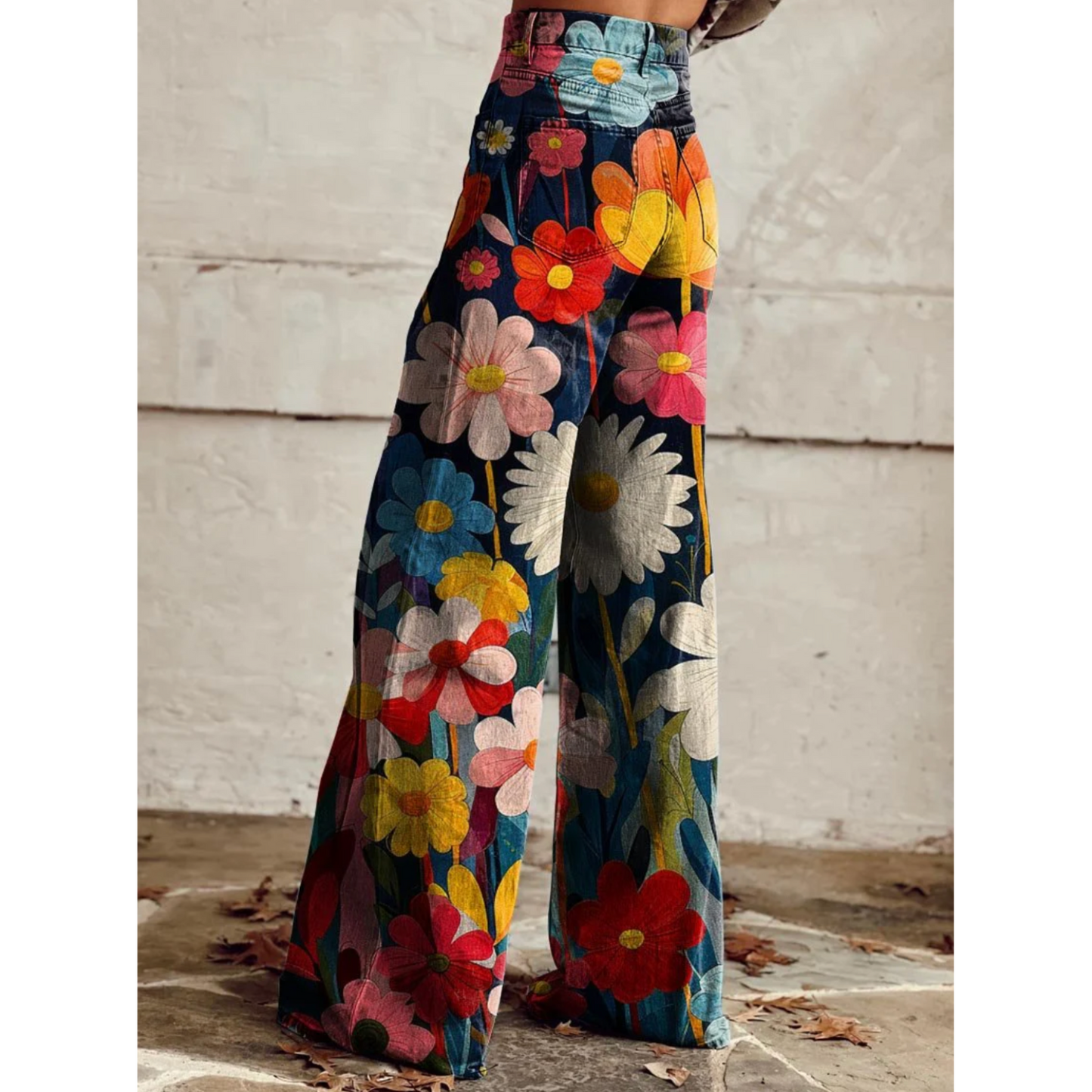 JULIA | FLOWER POWER WEITE HOSEN