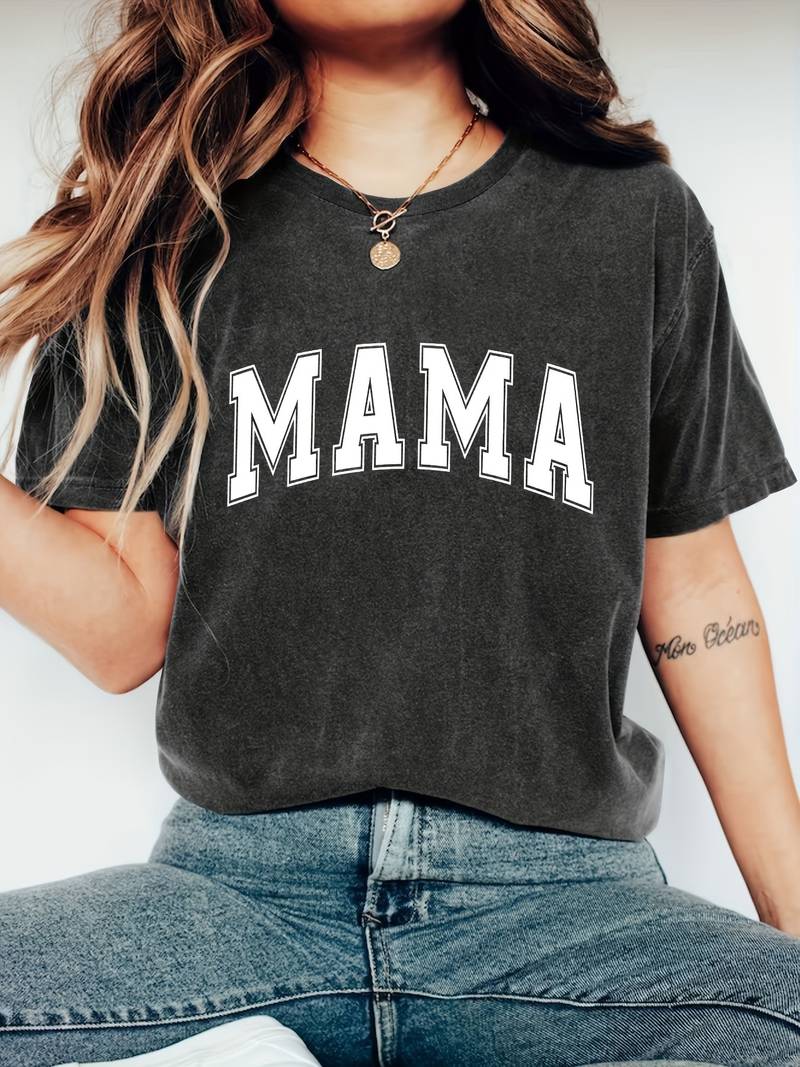 Grace – mama-t-shirt mit buchstaben-print und rundhalsausschnitt