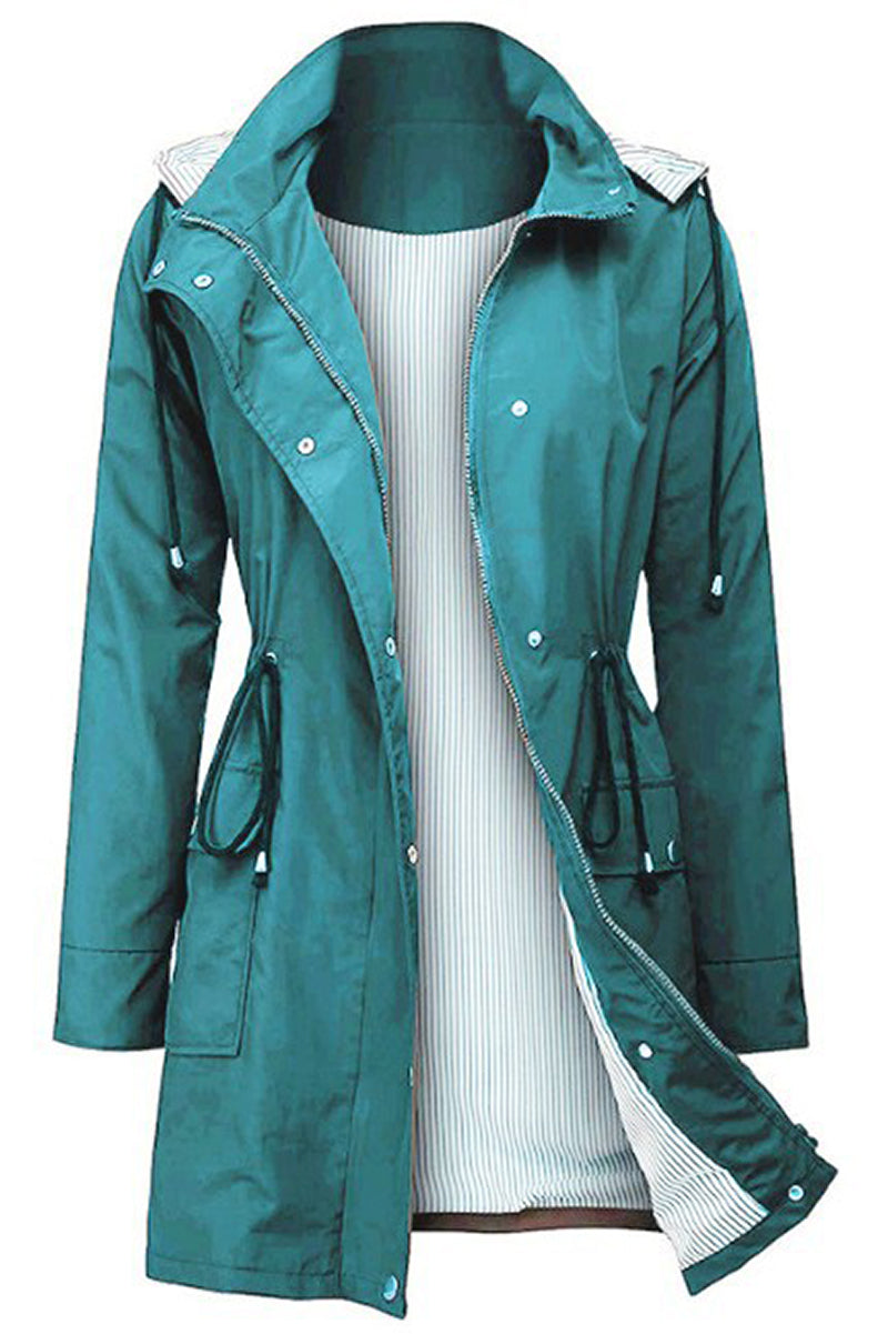 Wasserdichte gestreifte Windbreaker-Regenjacke mit Kapuze