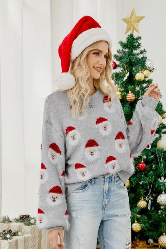 Strickpullover mit Weihnachtsmann-Motiv