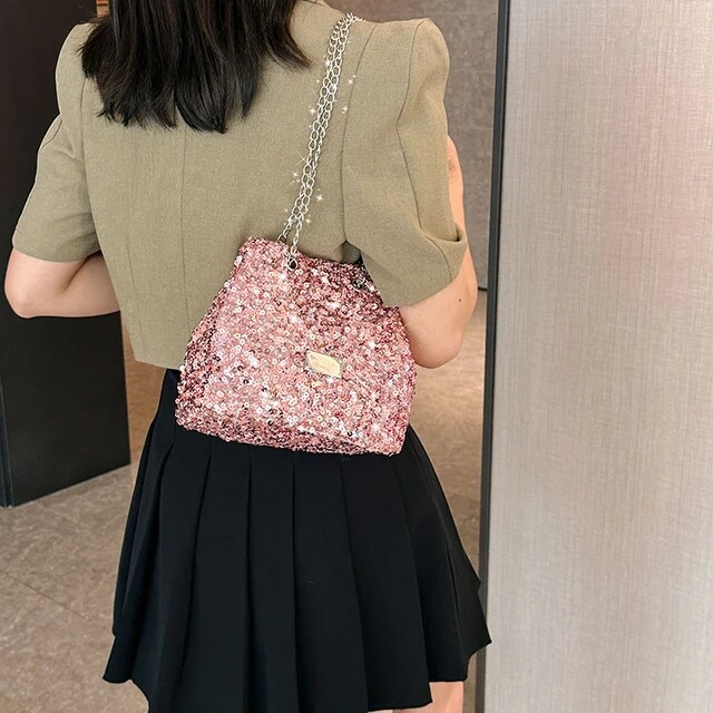 Paillettenbesetzte Crossbody-Umhängetasche