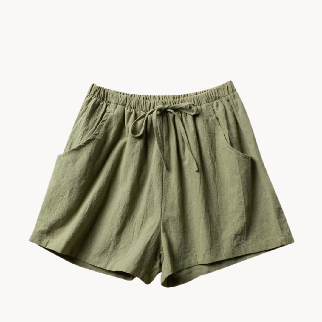 Elara Schräge Taschen Leinen Shorts