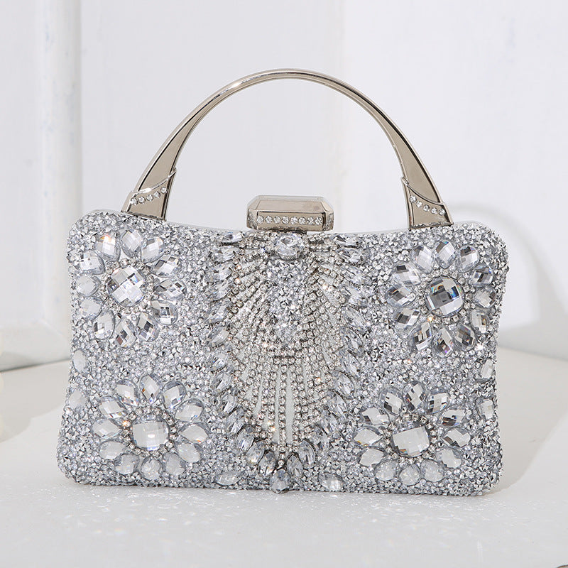 Bellachicha metallische handgefertigte Diamant-inlay-Abendtasche