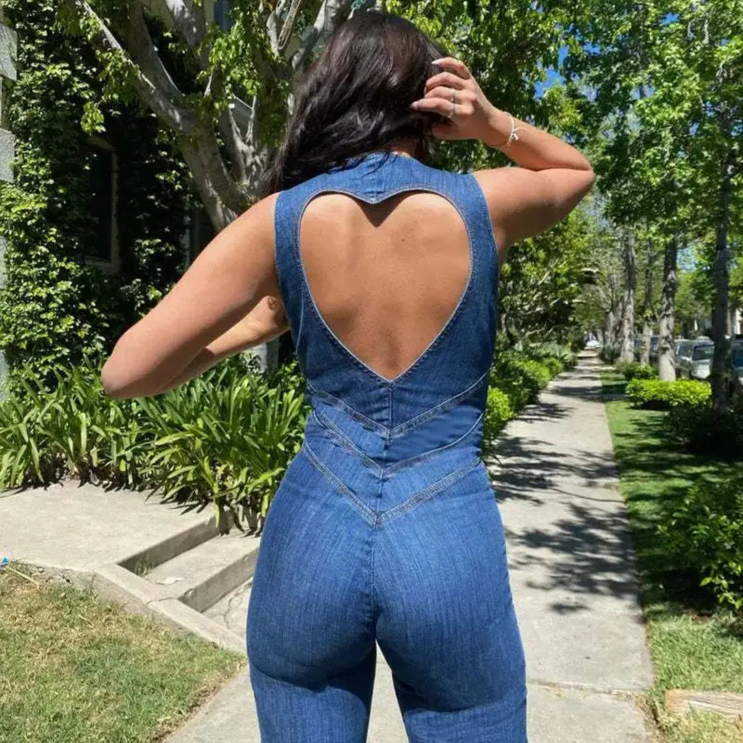 Stella Herz Rücken Denim Jumpsuit