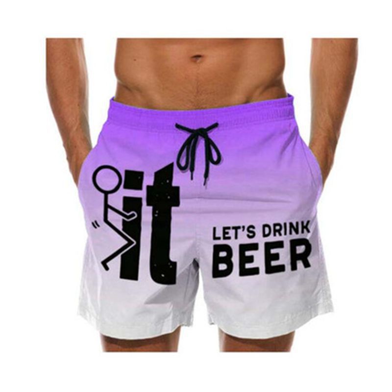 Bedruckte Strandshorts mit Buchstaben für Herren