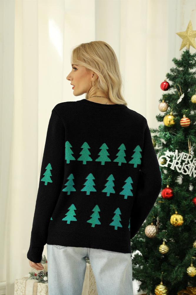 Strickpullover mit funkelndem Pailletten-Weihnachtsbaum