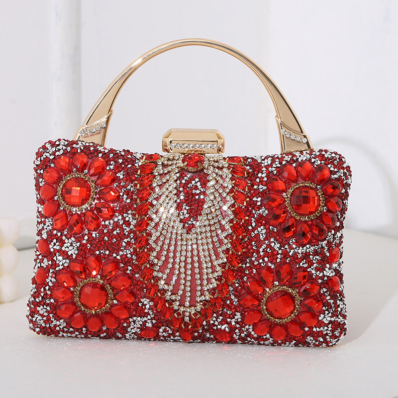 Bellachicha metallische handgefertigte Diamant-inlay-Abendtasche