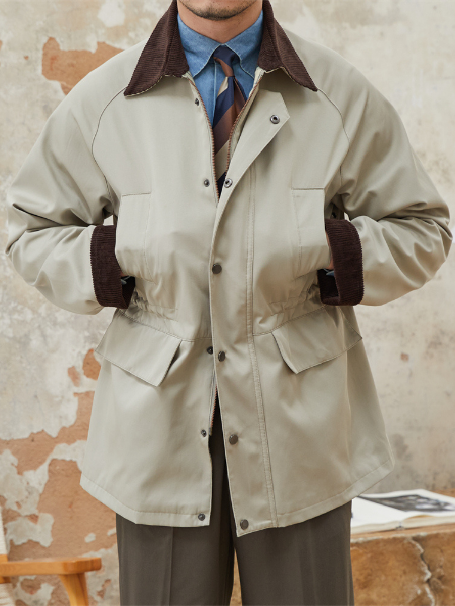 Retro Khaki Wasserdichter Trenchcoat