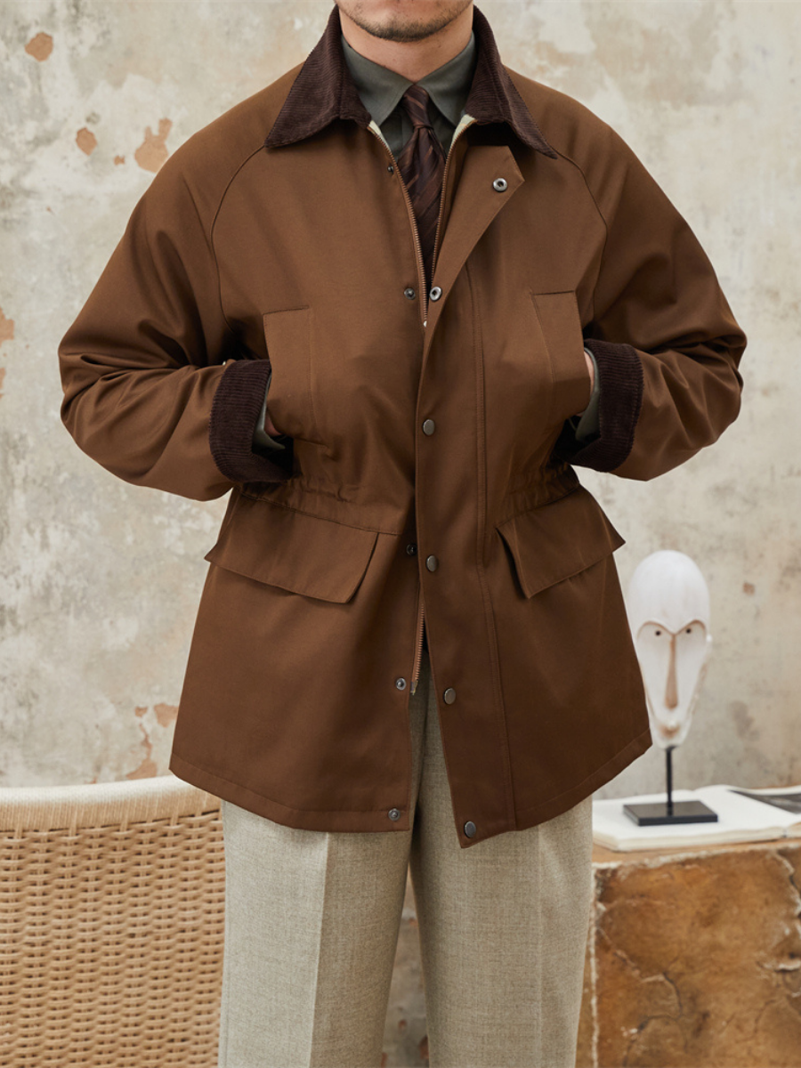 Retro Khaki Wasserdichter Trenchcoat