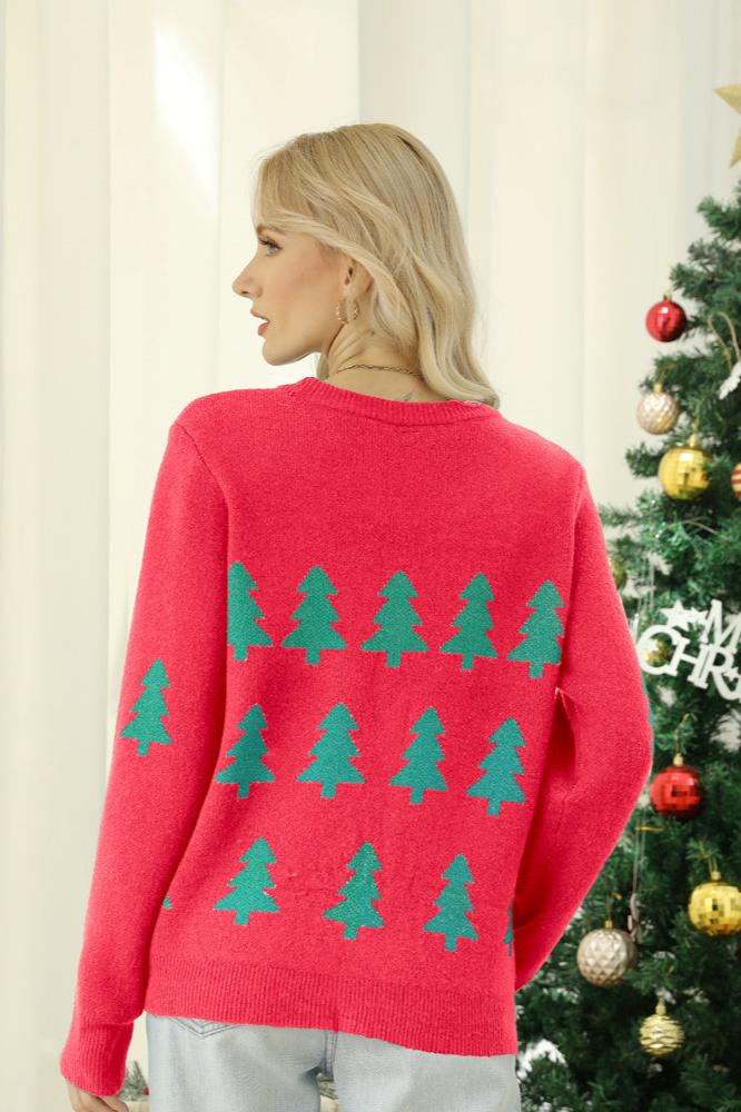 Strickpullover mit funkelndem Pailletten-Weihnachtsbaum