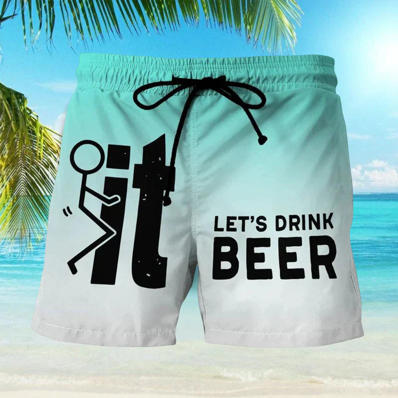 Bedruckte Strandshorts mit Buchstaben für Herren