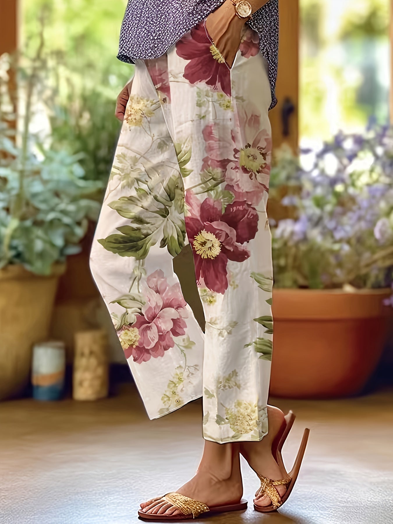 Sommerhose mit floralem Muster