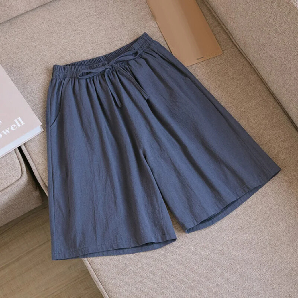 Lily | Lässige Baumwoll-Leinen-Shorts mit elastischem Bund und weitem Bein