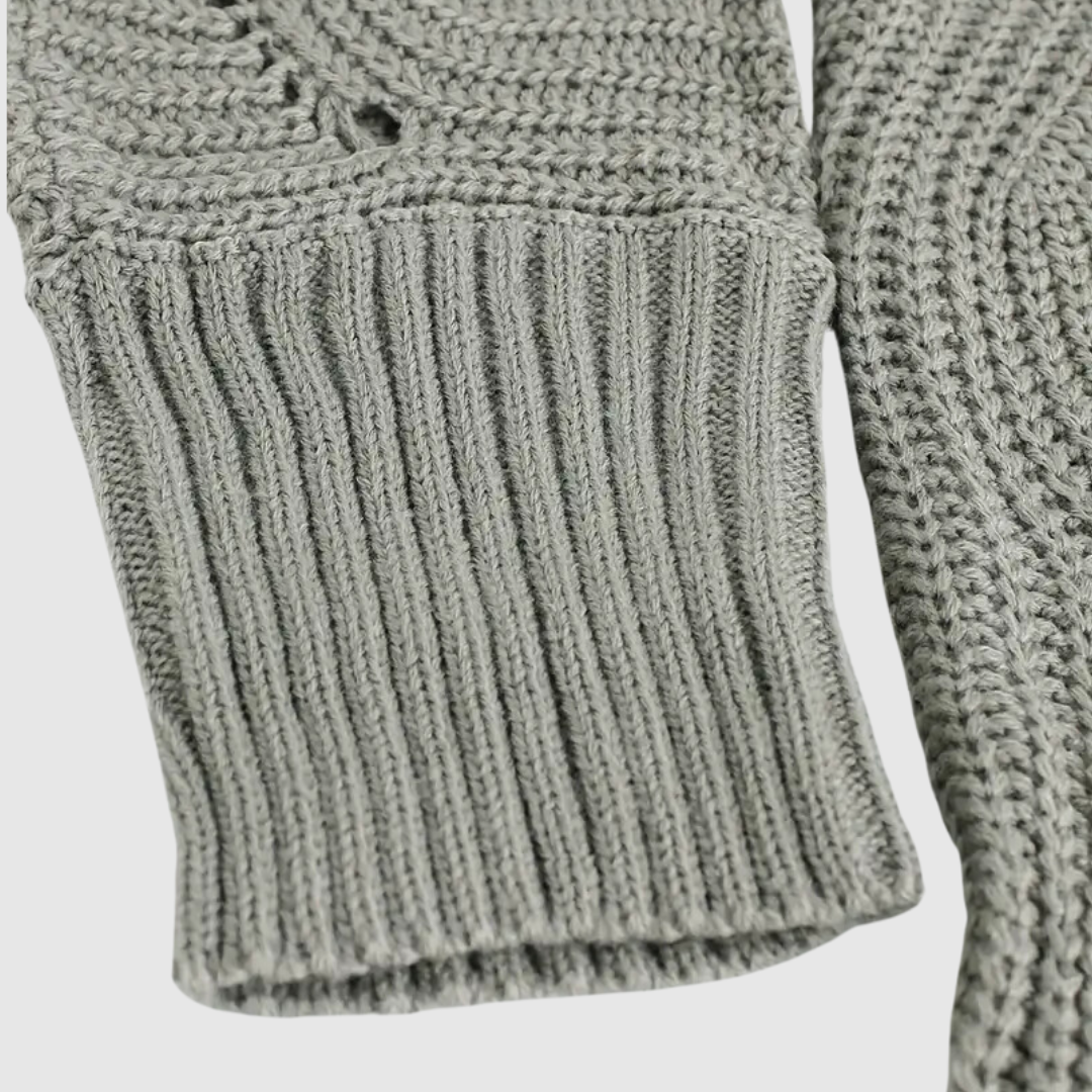 Lässiger, solider Pullover mit Rundhalsausschnitt und gestricktem Saum