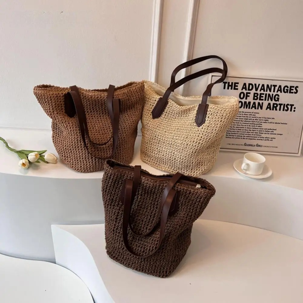 Bellachicha - Damen Bohemian Stroh Große Gewebte Schultertasche