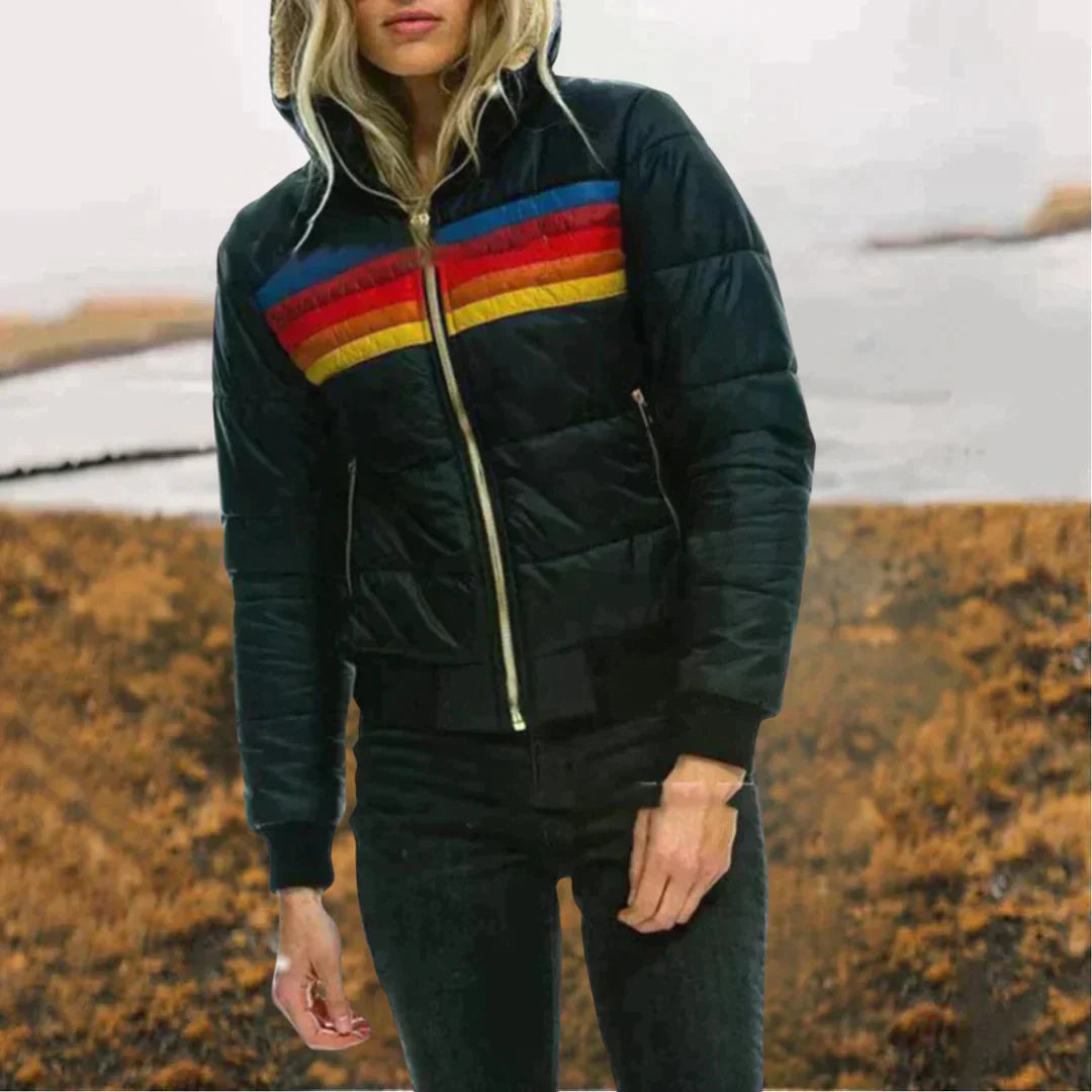 Gwendolyn – regenbogen-winterjacke für damen