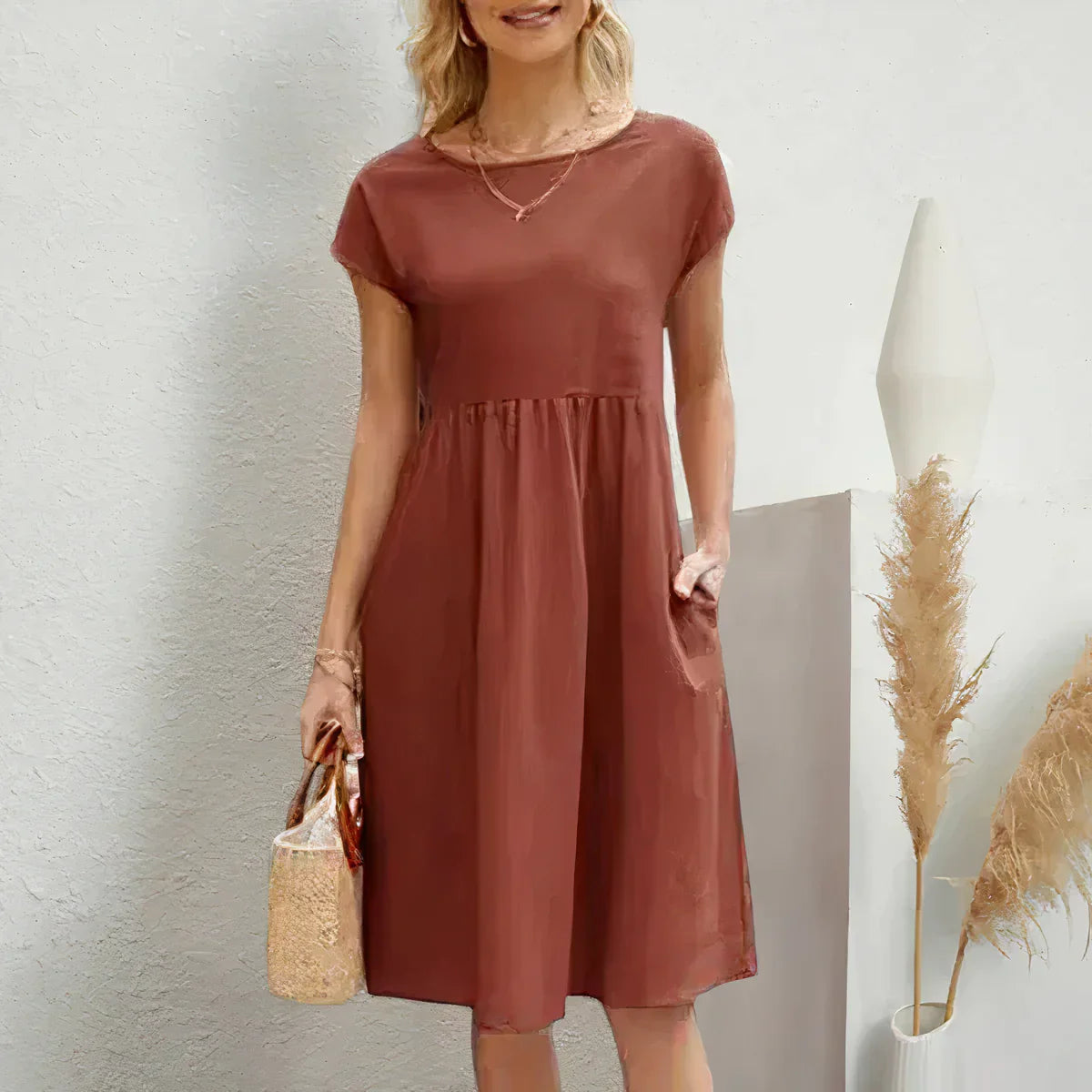 Knielanges sommerkleid mit taschen - iren