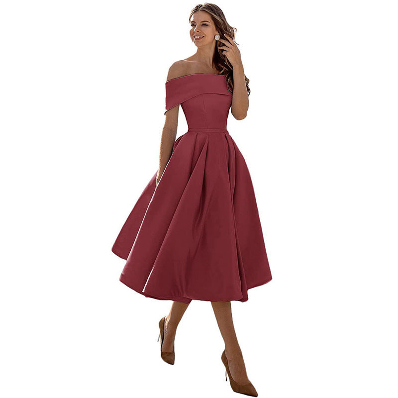 Stuttgart | Mode Lässig Trägerlos Satin Partykleid