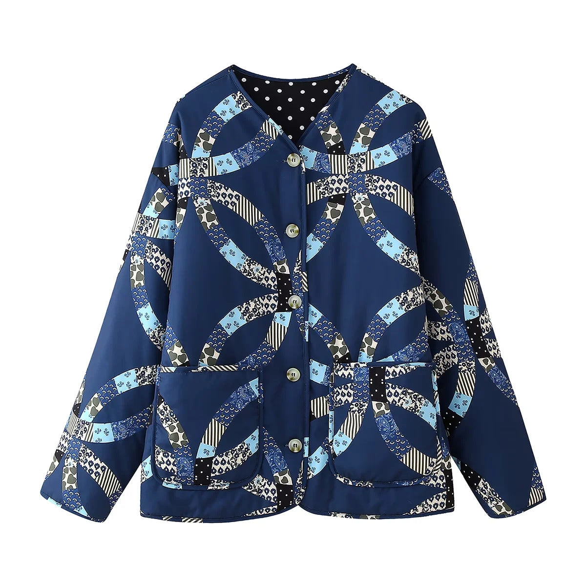 Steppjacke mit Vintage-Sari-Print