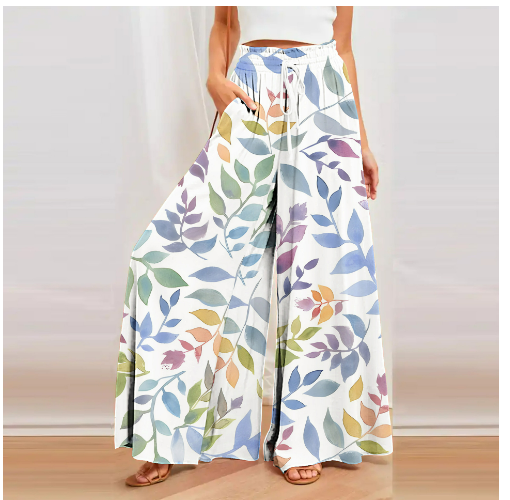 Xaviery | Random Print Sommer Damen Hose | Aprikose