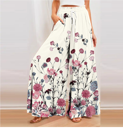 Xaviery | Random Print Sommer Damen Hose | Aprikose