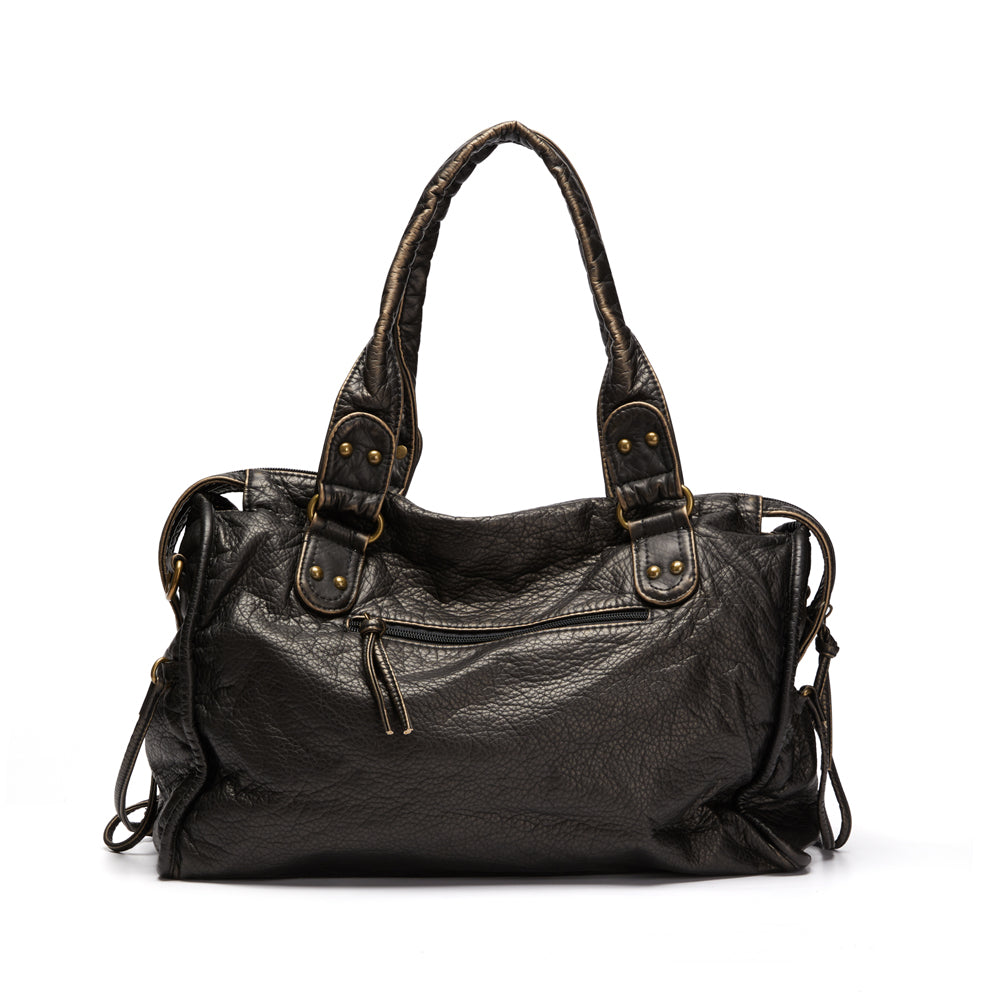 Obsidian - Luxus Schwarze Lederhandtasche