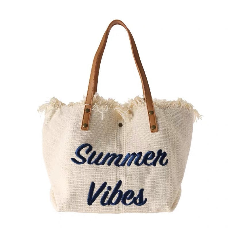 Bellachicha Sommer Vibes Strandtasche | Bunte Strandtasche mit sommerlichem Aufdruck