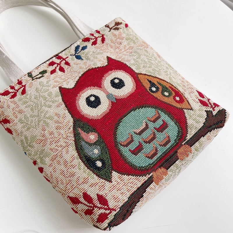 Bellachicha Canvas-Handtasche | Zeitloses Retro-Design mit Eule Druck