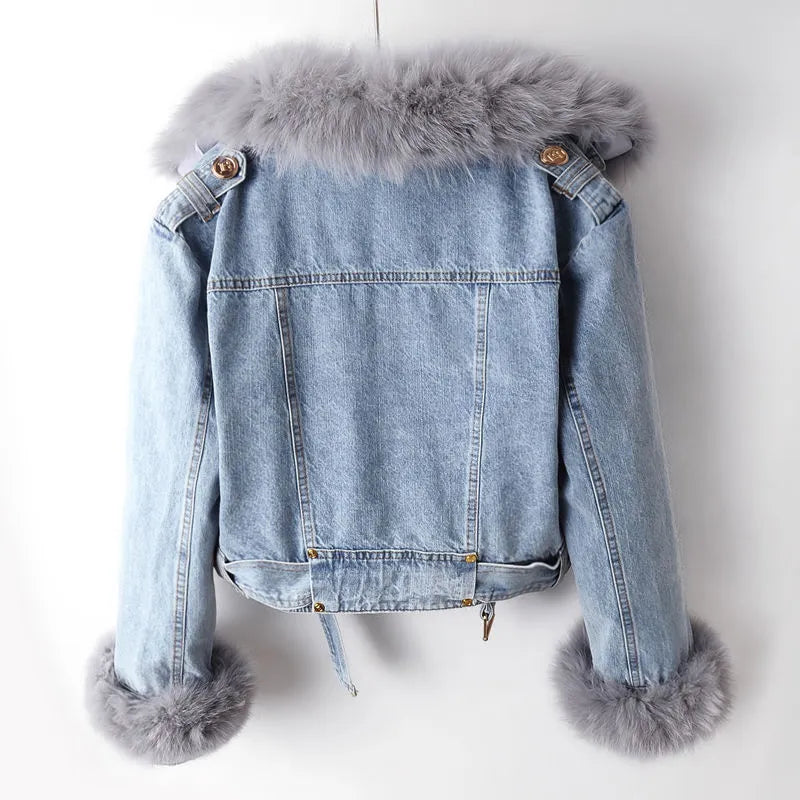 Elegance Denim & Pelz Jacke