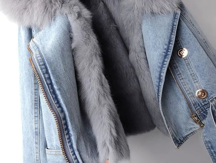 Elegance Denim & Pelz Jacke