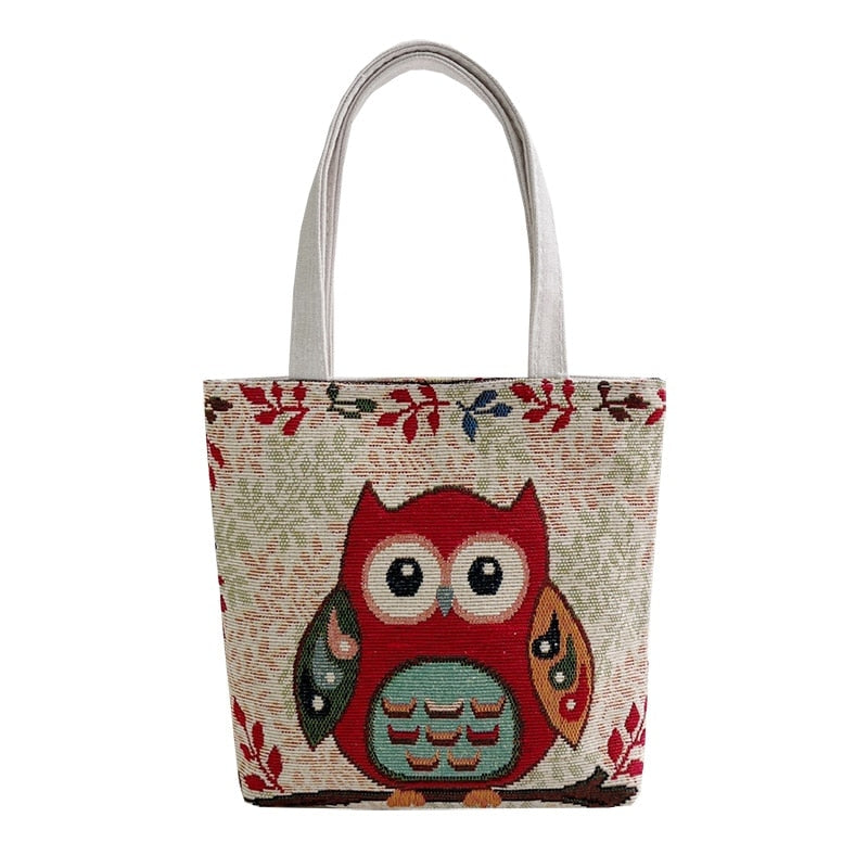 Bellachicha Canvas-Handtasche | Zeitloses Retro-Design mit Eule Druck