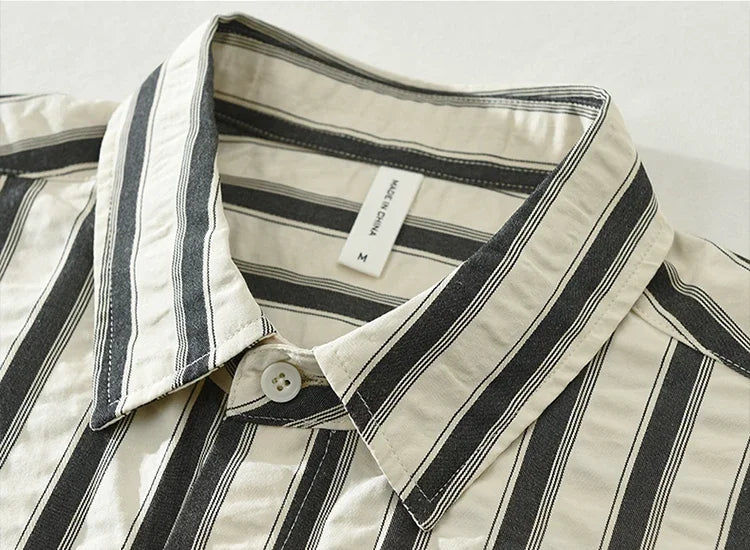 Latitude Stripes Übergroßes Langarm-Button-Up