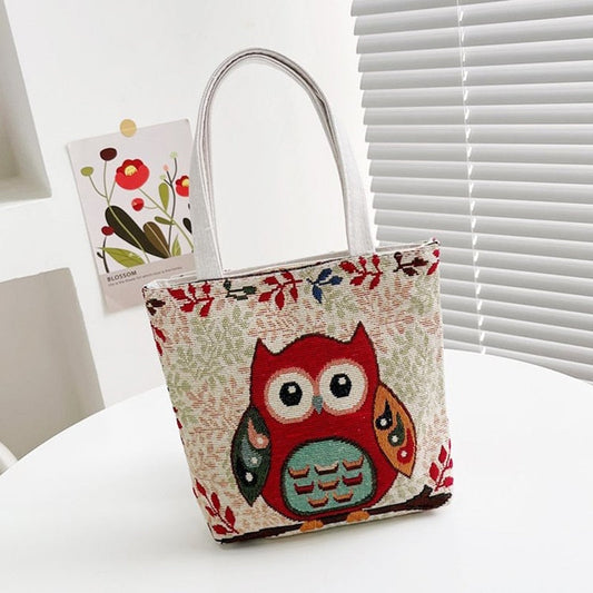 Bellachicha Canvas-Handtasche | Zeitloses Retro-Design mit Eule Druck