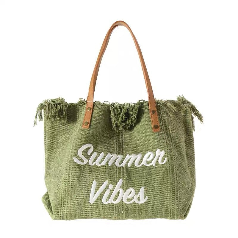 Bellachicha Sommer Vibes Strandtasche | Bunte Strandtasche mit sommerlichem Aufdruck