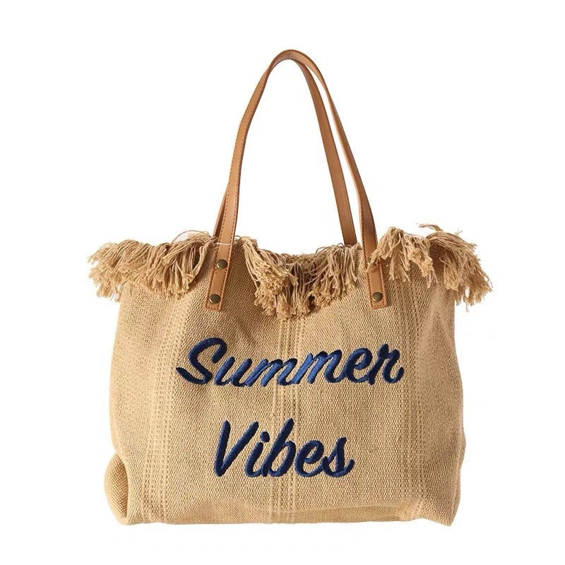 Bellachicha Sommer Vibes Strandtasche | Bunte Strandtasche mit sommerlichem Aufdruck