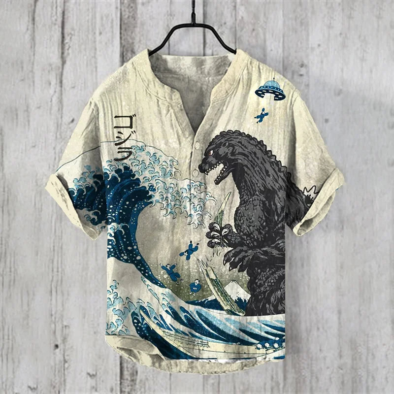 Michi - Japanisches Vintage-Shirt mit kurzen Ärmeln