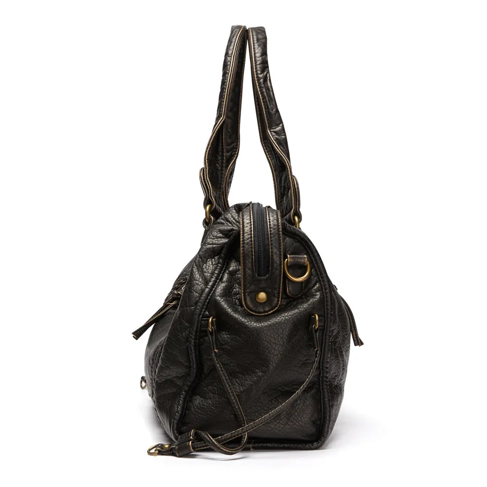 Obsidian - Luxus Schwarze Lederhandtasche