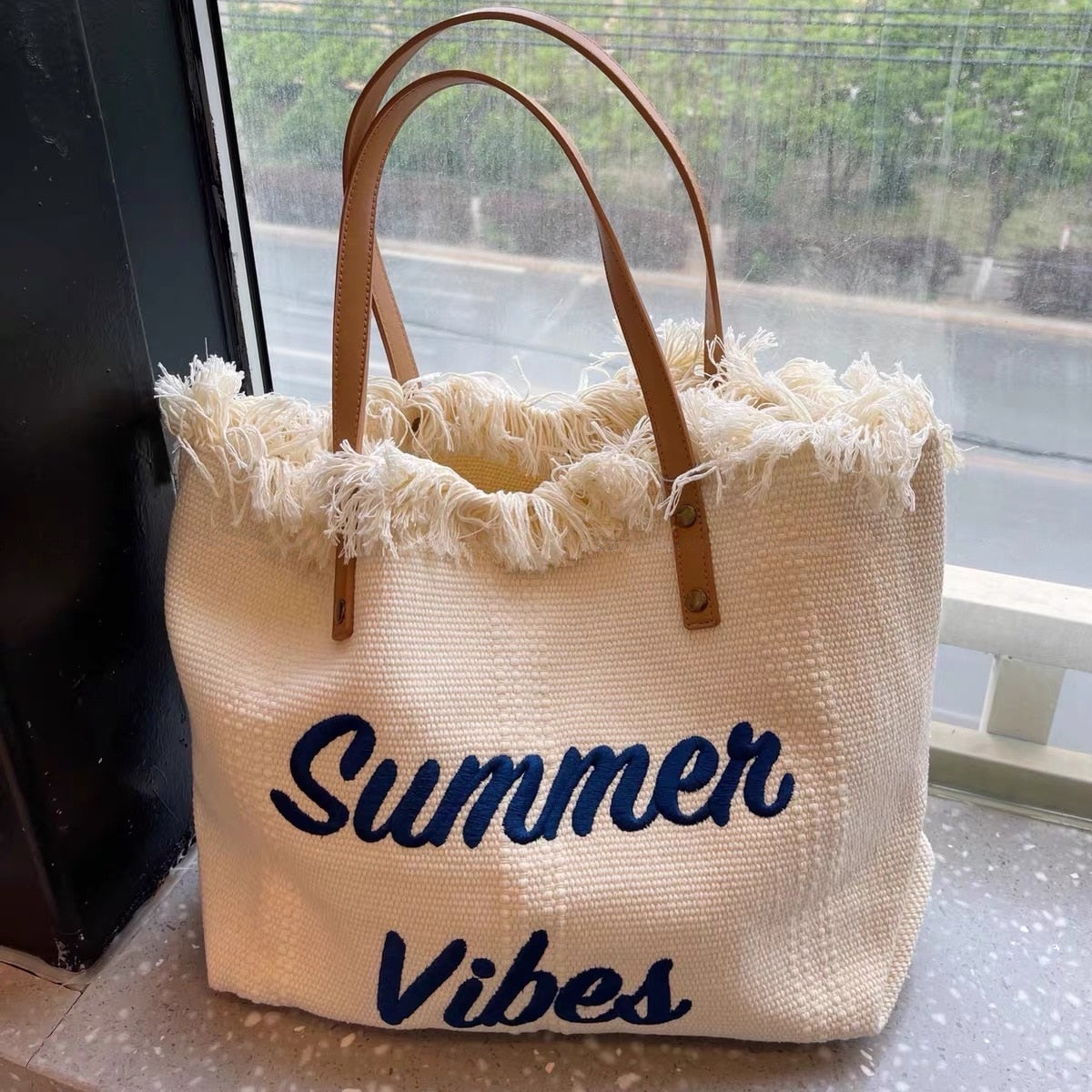 Bellachicha Sommer Vibes Strandtasche | Bunte Strandtasche mit sommerlichem Aufdruck