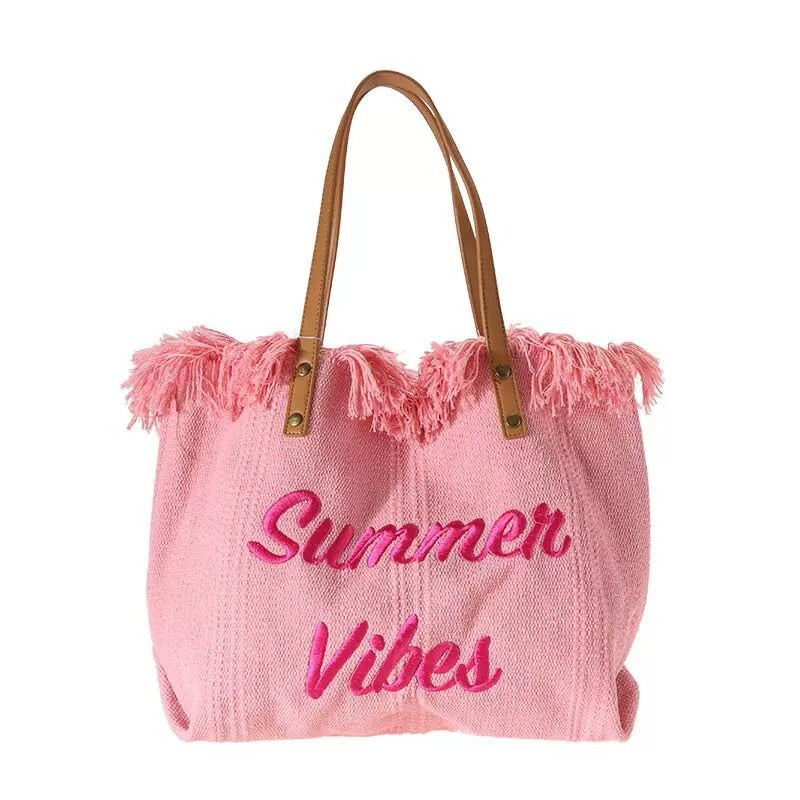 Bellachicha Sommer Vibes Strandtasche | Bunte Strandtasche mit sommerlichem Aufdruck