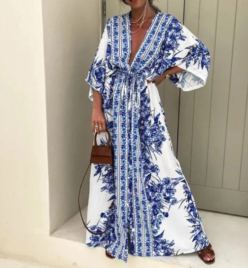 Mia – ethno-bedrucktes kleid im boho-maxi-stil