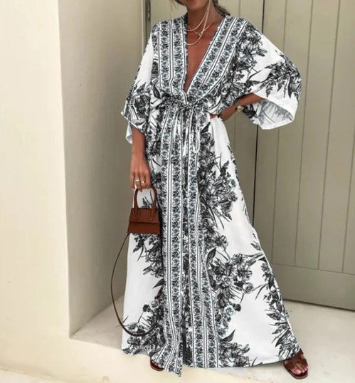 Mia – ethno-bedrucktes kleid im boho-maxi-stil