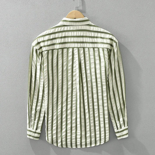 Latitude Stripes Übergroßes Langarm-Button-Up