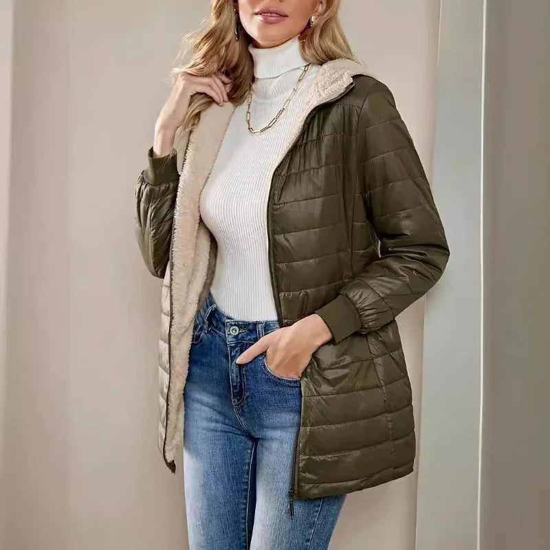 Zara Damen lange Steppjacke