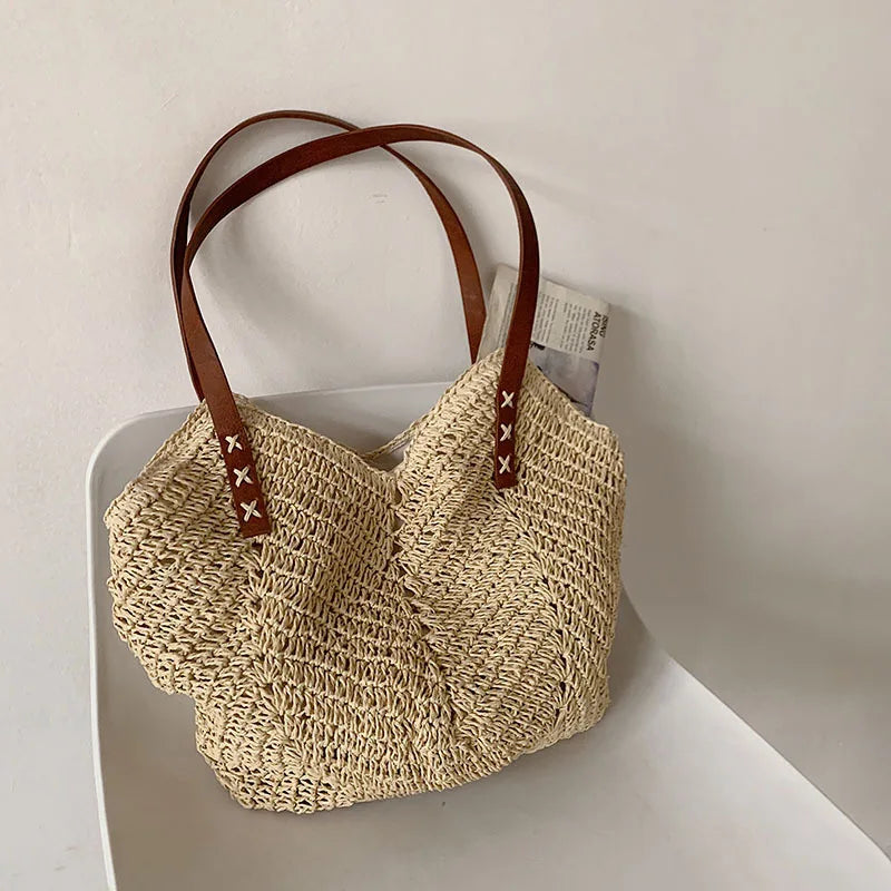 Bellachicha - Bohemian Style Handgefertigte Strohschultertasche für Damen